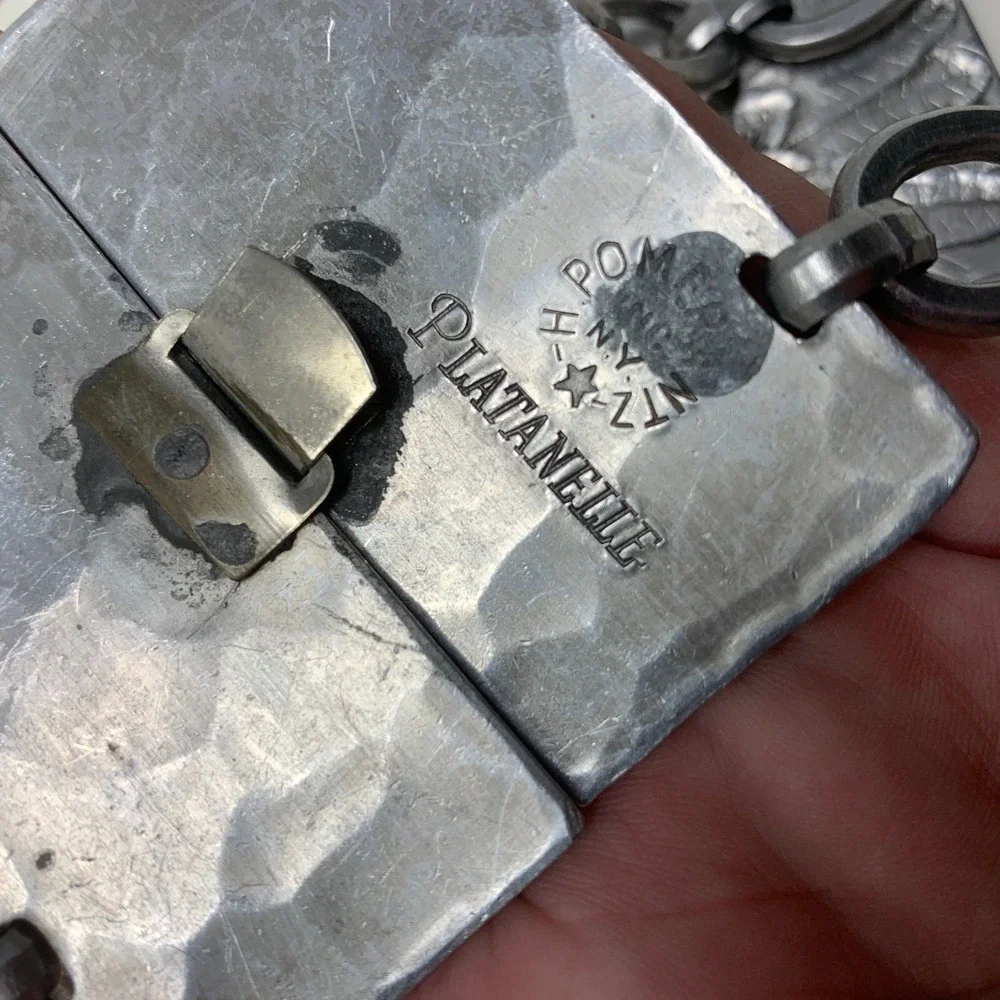 Vintage H. Pomerantz N.Y. Platanelle Aluminum Wide Waist Cinch Tile Belt 26-27